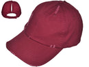 BURGUNDY - PONYTAIL VINTAGE DAD HATS - LADIES LOW PROFILE UNSTRUCTURED WASHED