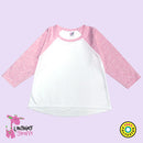 Sublimation Toddler Long Sleeve Raglan High-Low Top – White/Cotton Candy