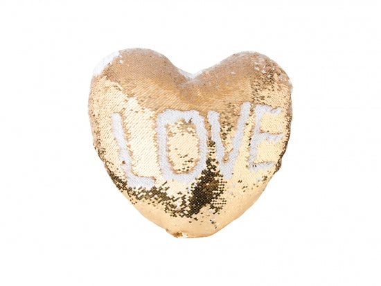 SUBLIMATION HEART SHAPED SEQUIN PILLOW COVER