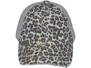 LEOPARD PONYTAIL TRUCKER HATS - SOFT UNSTRUCTURED