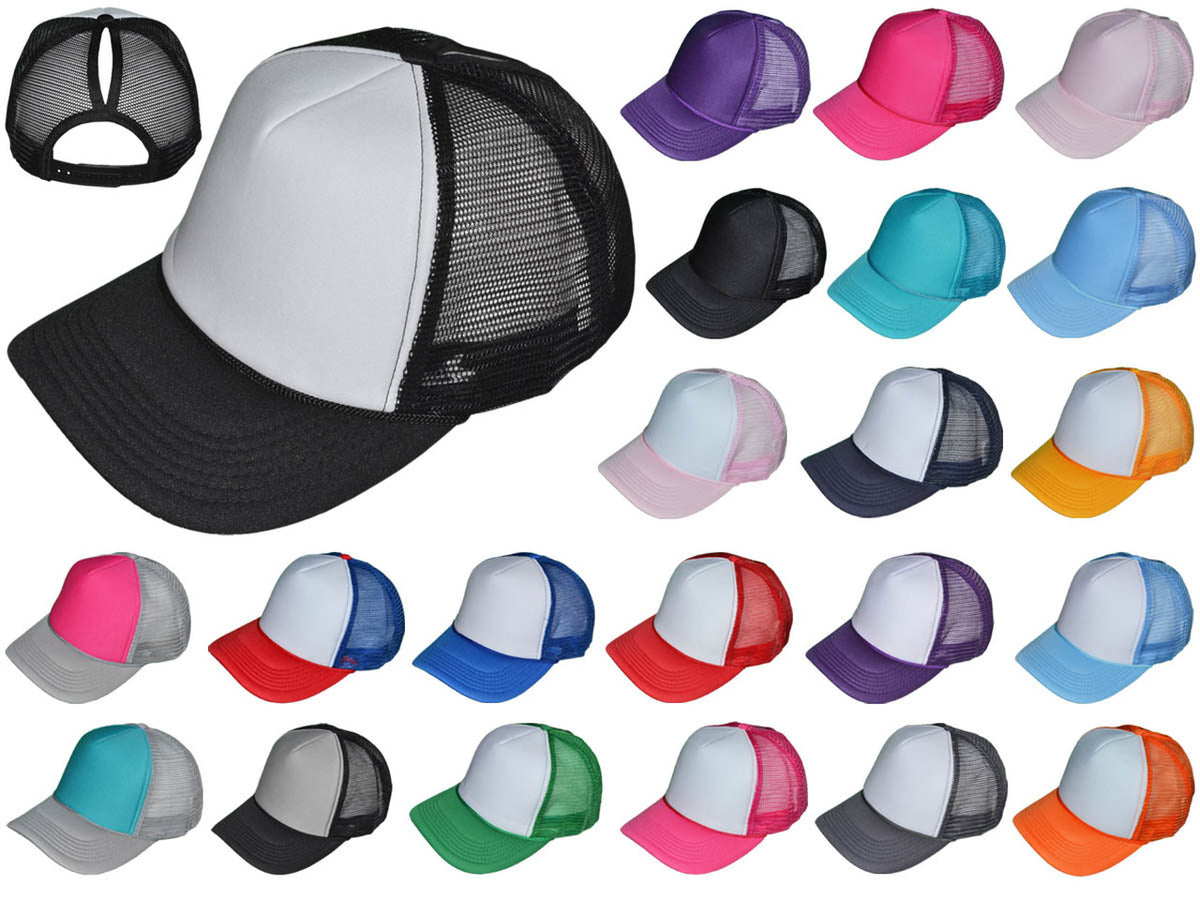 Blank Ponytail Foam Trucker Hats Sublimation Blanks