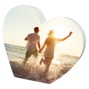 WHITE COATED WOOD HEART BLOCK 5.90" X 5.11"