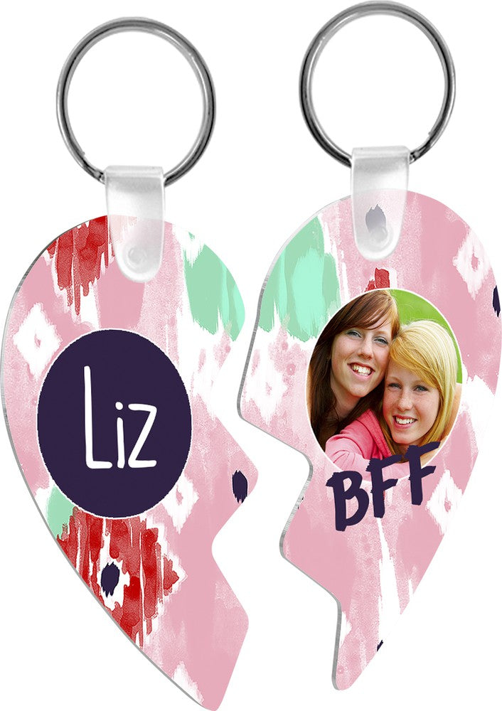 SUBLIMATION WHITE HEART ALUMINUM KEYCHAIN - 2.7" X 3.2"